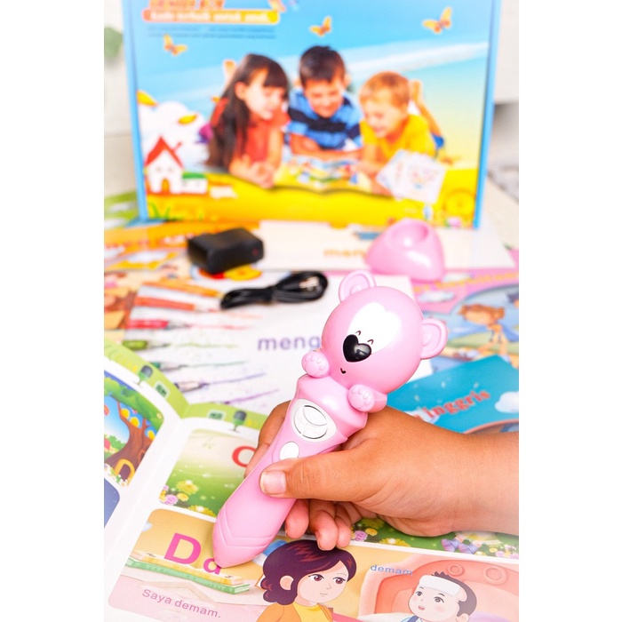 DISKON - (BISA COD) Genius Boy (talking book, knowledgeable pen, a sound library) - Merah Muda