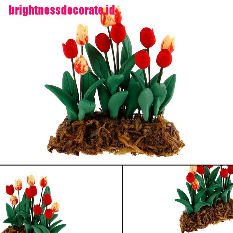 Brightid 1pc Miniatur Tanaman Bunga Tulip Skala 1: 12 Untuk Dekorasi Taman Rumah Boneka