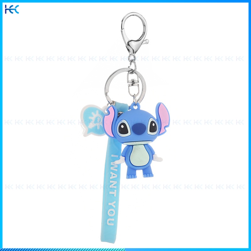 Cartoon Stitch Doll Keychain Pendant Decoration Cute Schoolbag Ornament Bell Keyring Couple Gift