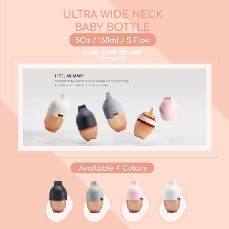 HEORSHE ULTRA WIDE NECK BABY BOTTLE 160ml / 240ml HE OR SHE BOTOL SUSU 160 ml / 240 ml