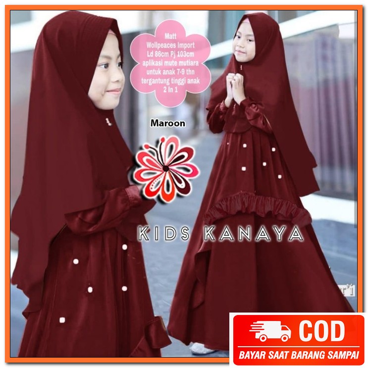 Baju Gamis Anak Perempuan Umur 8 9 10 Tahun Model Terbaru Trendy  VI695 Kanaya Kids / Baju Gamis Mu
