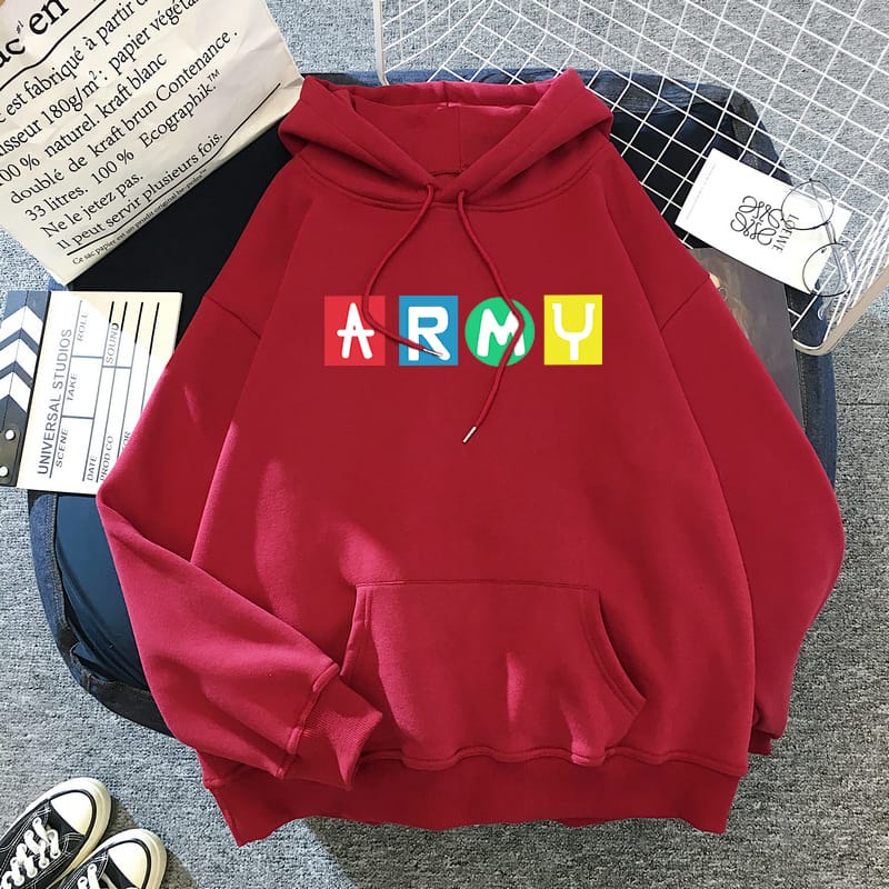 BTS ARMY BLOCK Sweater Hoodie II Jumper hoodie BTS ARMY BLOCK Sz M-XL ( Pria &amp; Wanita )