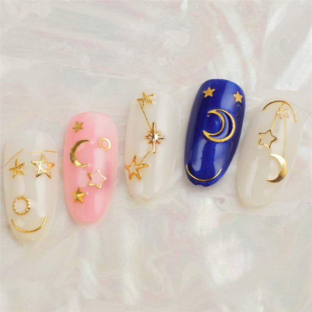 AUGUSTINA Agustina Rivet Aksesoris Kuku Emas Fashion Berongga Bingkai Logam Gaya Jepang Nail Art Stud Rivet Nail Ornaments 3D Nail Jewelry