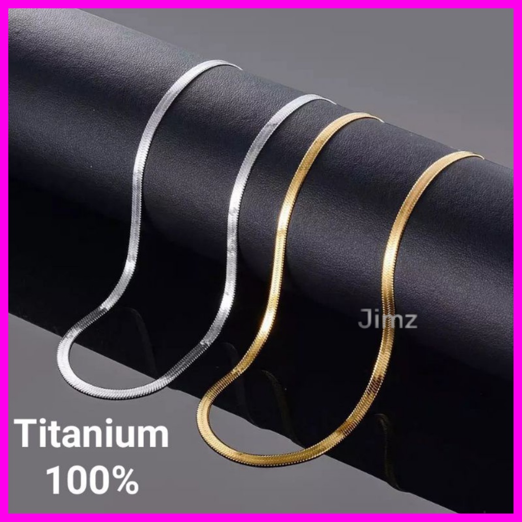 CSL Kalung Titanium Gepeng Belut Pria Wanita Anti Karat
