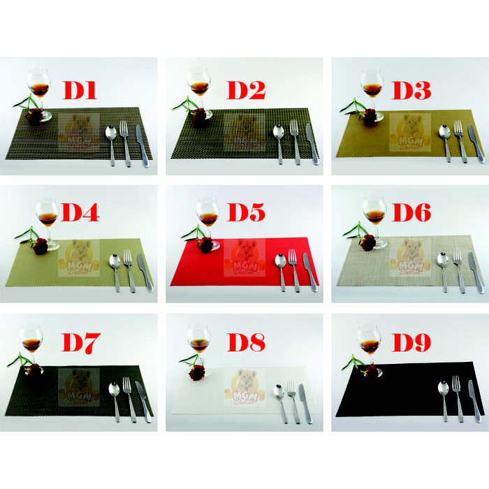 Alas piring / Alas makan / Table Mat PVC Anti Slip Modern isi 4pc