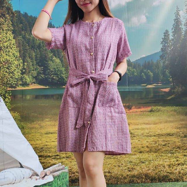 Dress gaun remaja ala korea wool chanel REAL PICT katun rami