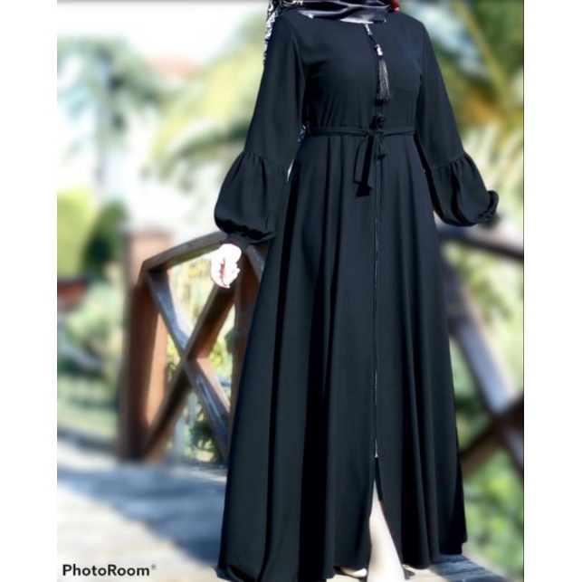 FIQLA COLLECTION - ABAYA SAUDI HITAM - ZIPPER ARSY