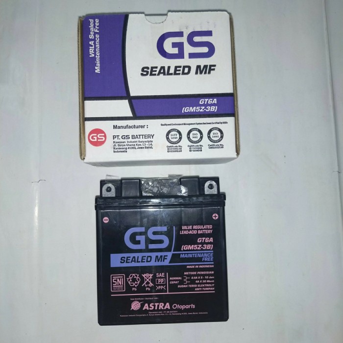 Jual ACCU kering GS GT6A Aki kering motor Supra lama , Mio Carbu
