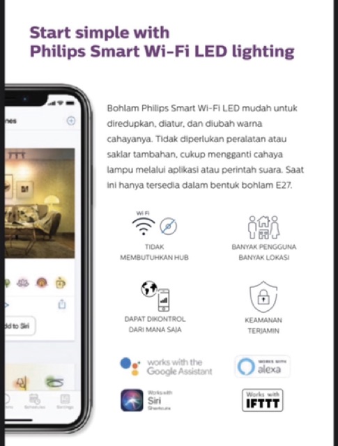 LAMPU PHILIPS SMART WIFI LED 8W 8 W WATT TUNABLE WHITE SMARTLAMP