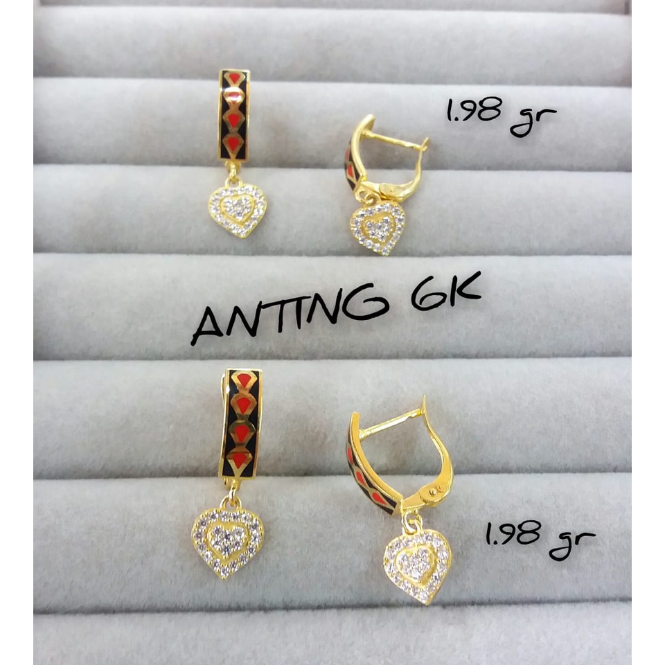 ANTING EMAS ASLI VARIASI LOVE FASHION KADAR 300/6KARAT TERMURAH