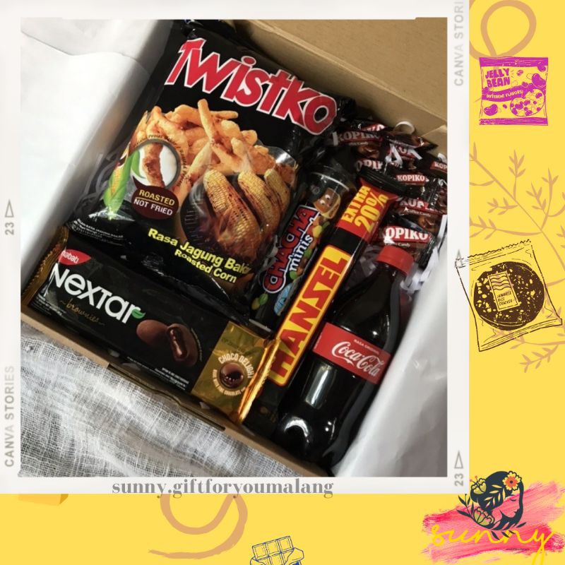 (SUNNY) HAMPERS MEN GIFT BOX SNACK THEME BLACK KADO UNIK ULTAH WISUDA ANNIV NATAL MALANG-SLIDE 1