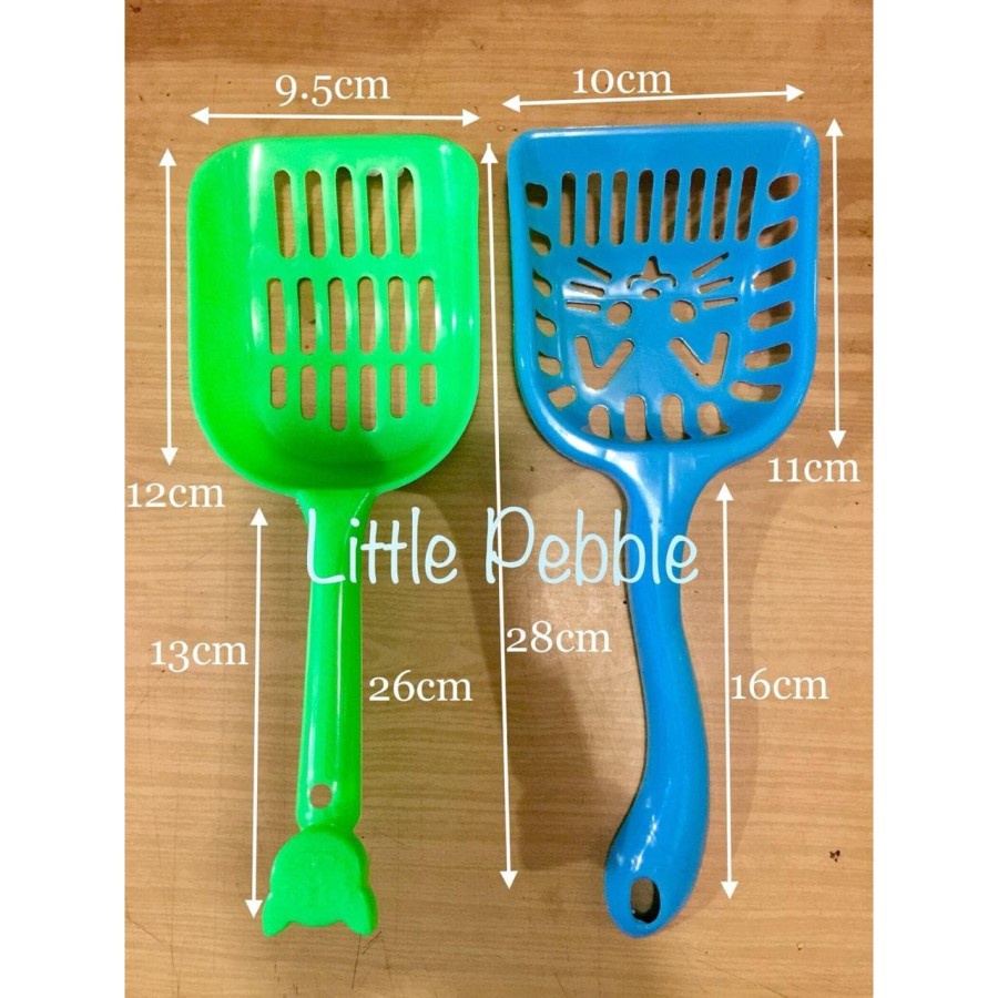 Skop Pasir Kucing Bahan Plastik Motif Kucing 26cm - Gagang Polos