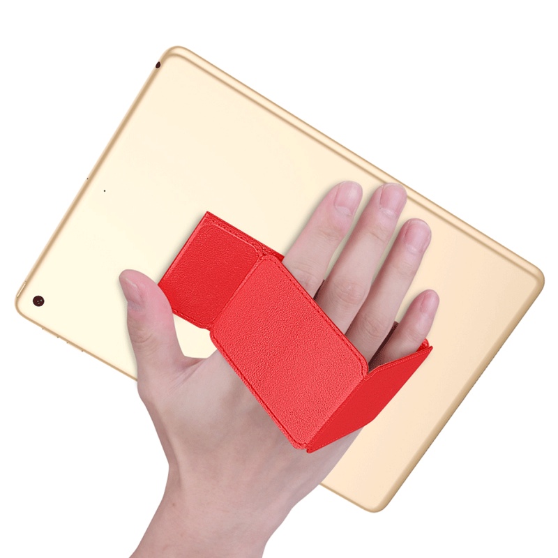 Universal Tablet Berdiri Untuk iPad Pemegang Dukungan Portabel PU Kickstand Dilipat Tali Tangan Untuk Android Samsung Tab Grip Meja Menyesuaikan