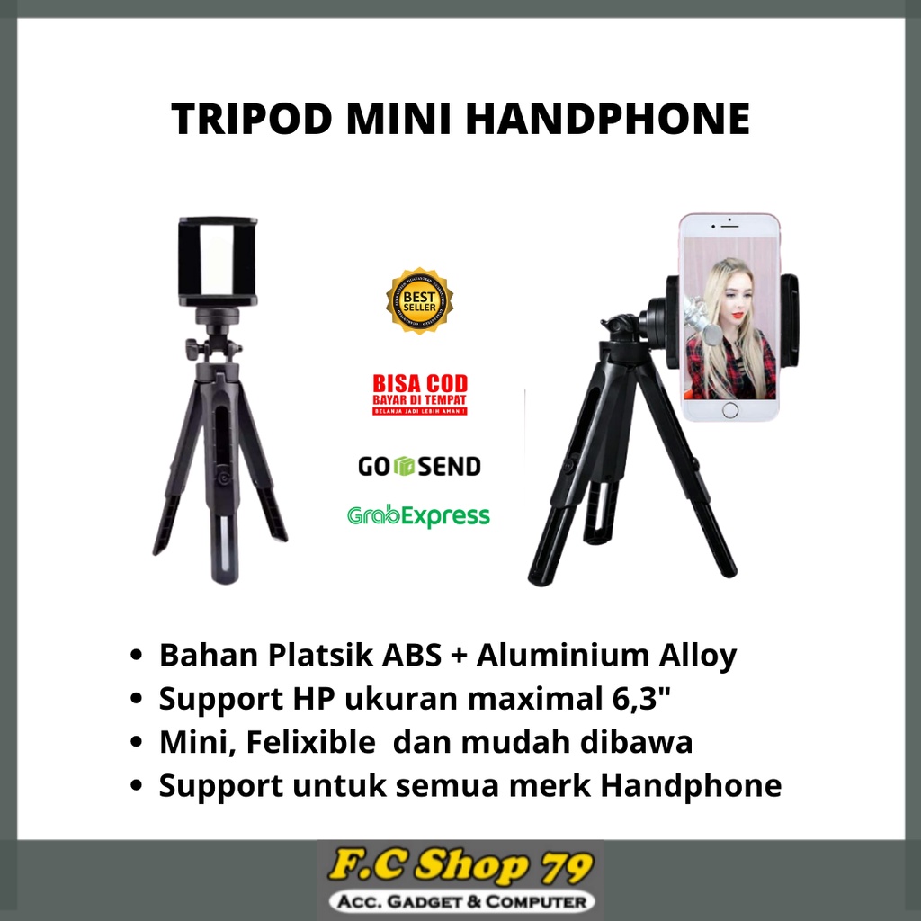 TERMURAH Tripot Tripod Mini Lipat HP Handphone Kamera Bonus Holder U Murah Universal Untuk Semua Jen