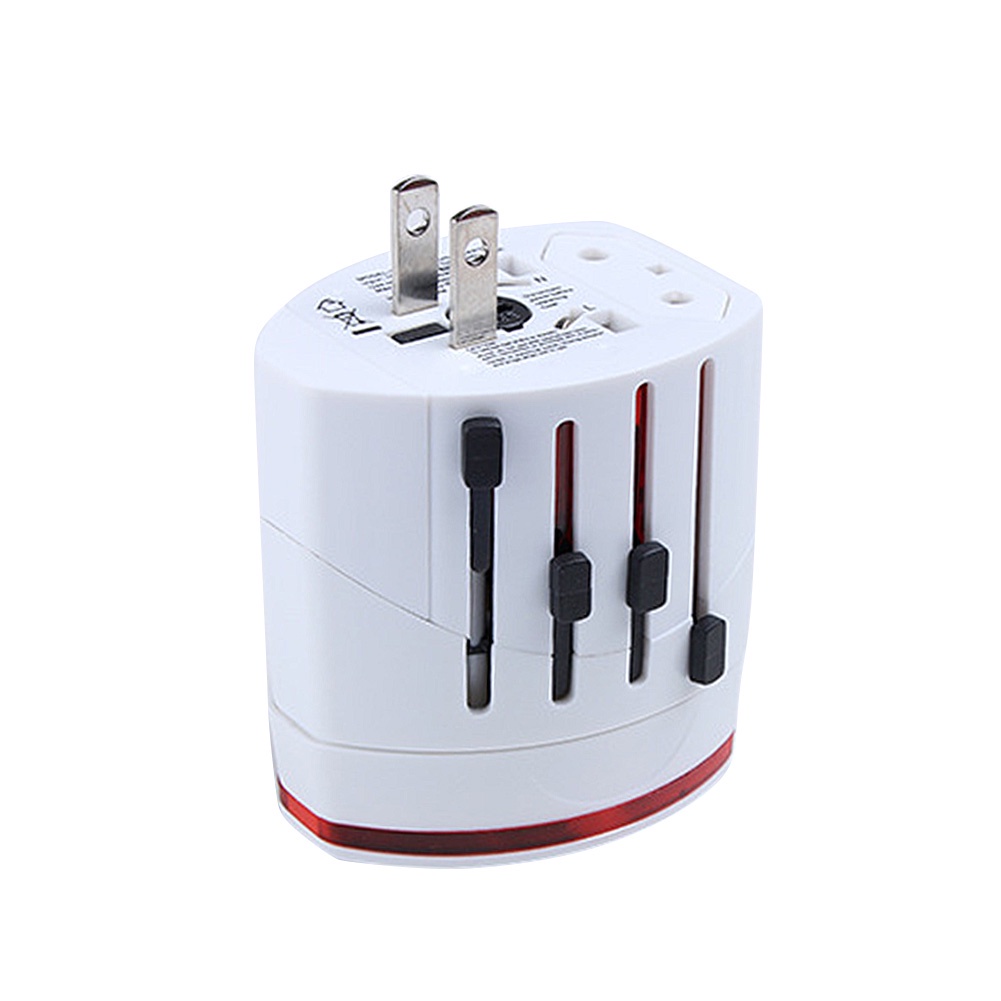 Adapter Konverter Socket Power Ac Universal Us Au Eu Uk Plug Warna Putih Bahan Abs Tahan Api Untuk Travel