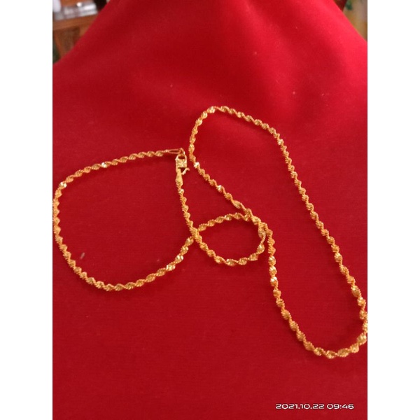 kalung pelintir anak 35cm dan dewasa 45cm lapis emas 24k