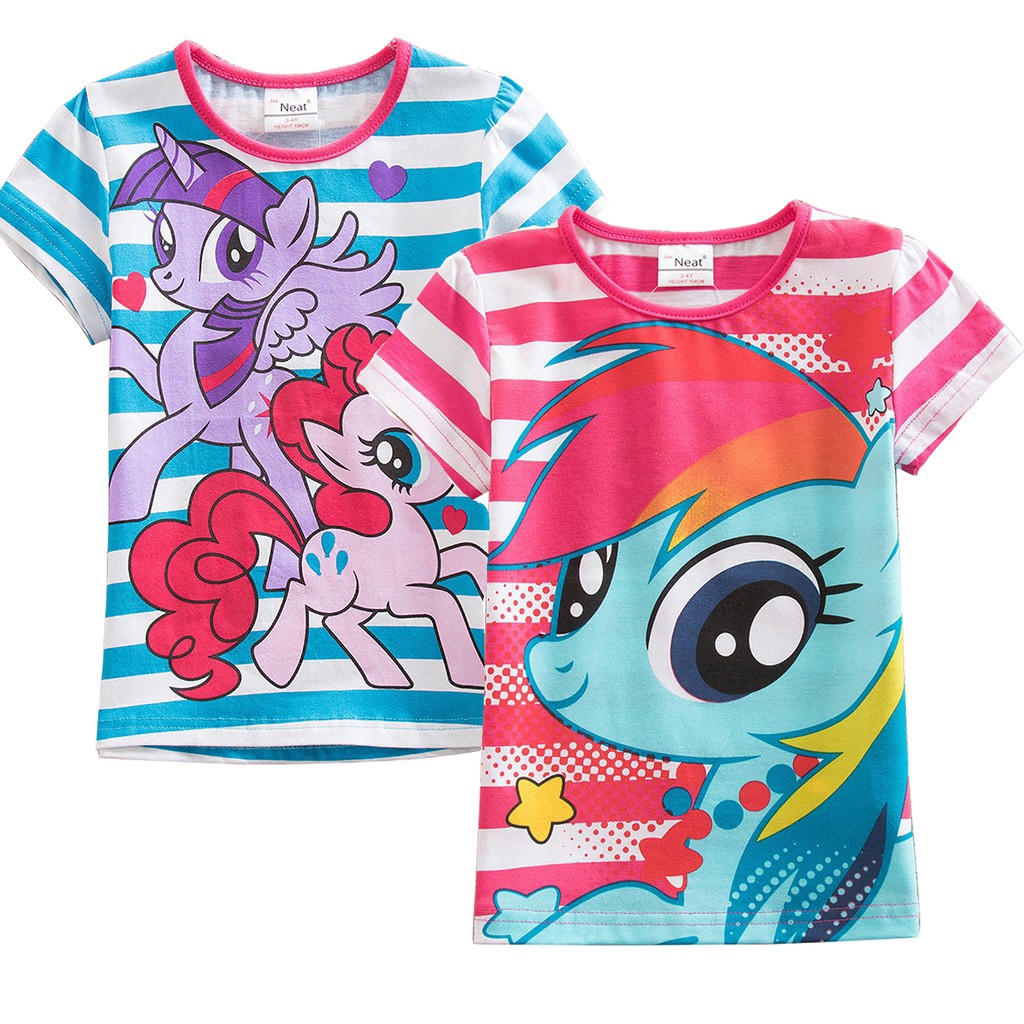 Kaos T Shirt Casual Lengan Pendek Dengan Gambar Kartun Unicorn My Little Pony Untuk Perempuan