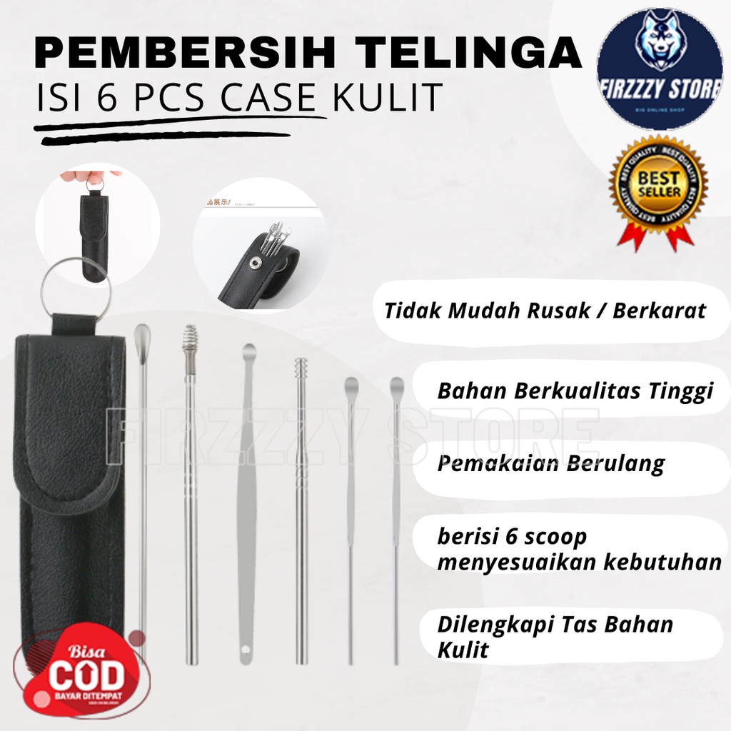 Pembersih Telinga isi 6 pcs Case Kulit