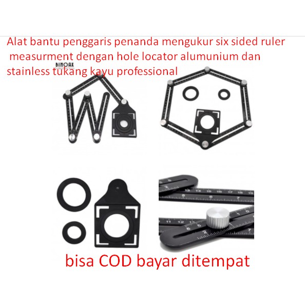 

Alat bantu penggaris penanda mengukur six sided ruler measurment dengan hole locator alumunium dan s