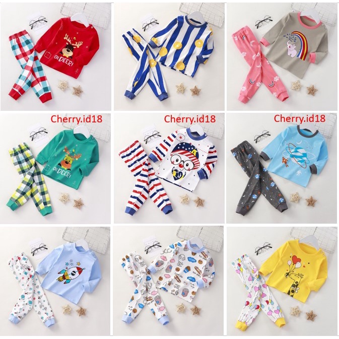 (0Bln-4Thn) COD Baju Tidur Bayi Lengan Panjang / Baju Tidur Anak Lengan Panjang / Piyama Bayi PY20