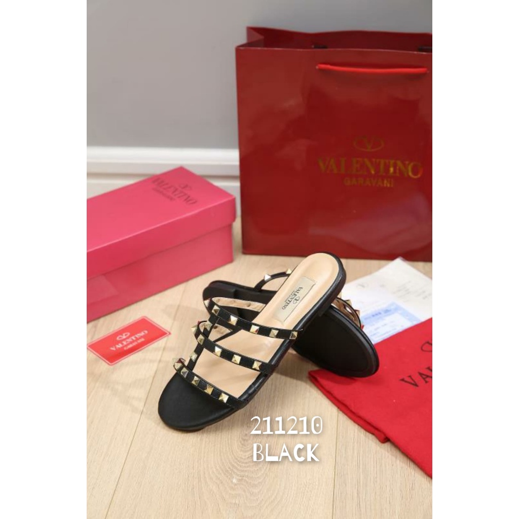 SANDAL WANITA VALENT FLAT SLOP KULIT SET    Kode : 211210 Bawaan SET