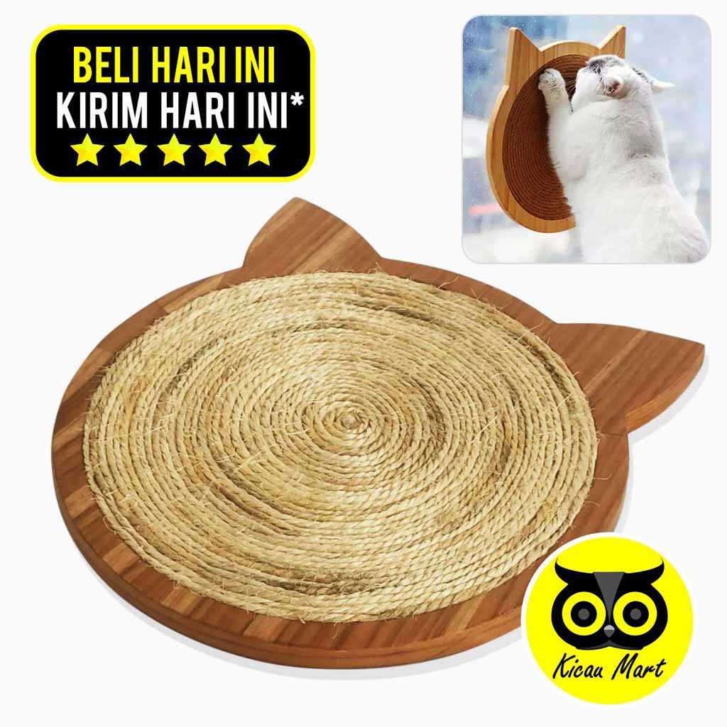 Papan Garukan Kucing Tempel Dinding Wooden Cat Scratcher Mainan Kucing Cakaran Alas Pengasah Cakar Kucing Kitten Anabul Papan Cakaran Kucing Anjing Cat Toys Kitten Sisal Rope Board Portable