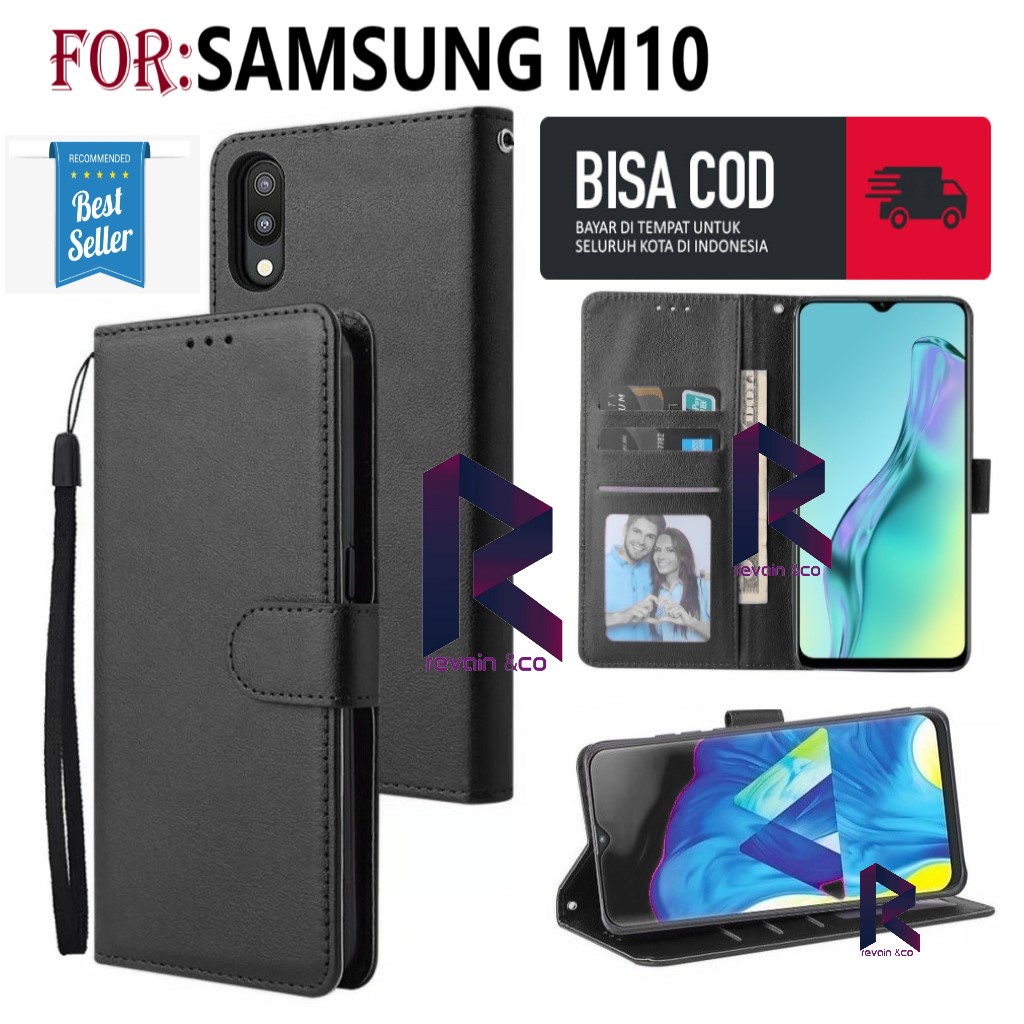 FLIP COVER SAMSUNG M10 FLIP WALLET LEATHER KULIT PREMIUM SARUNG BUKA TUTUP KESING HP FLIP CASE SAMSUNG M10