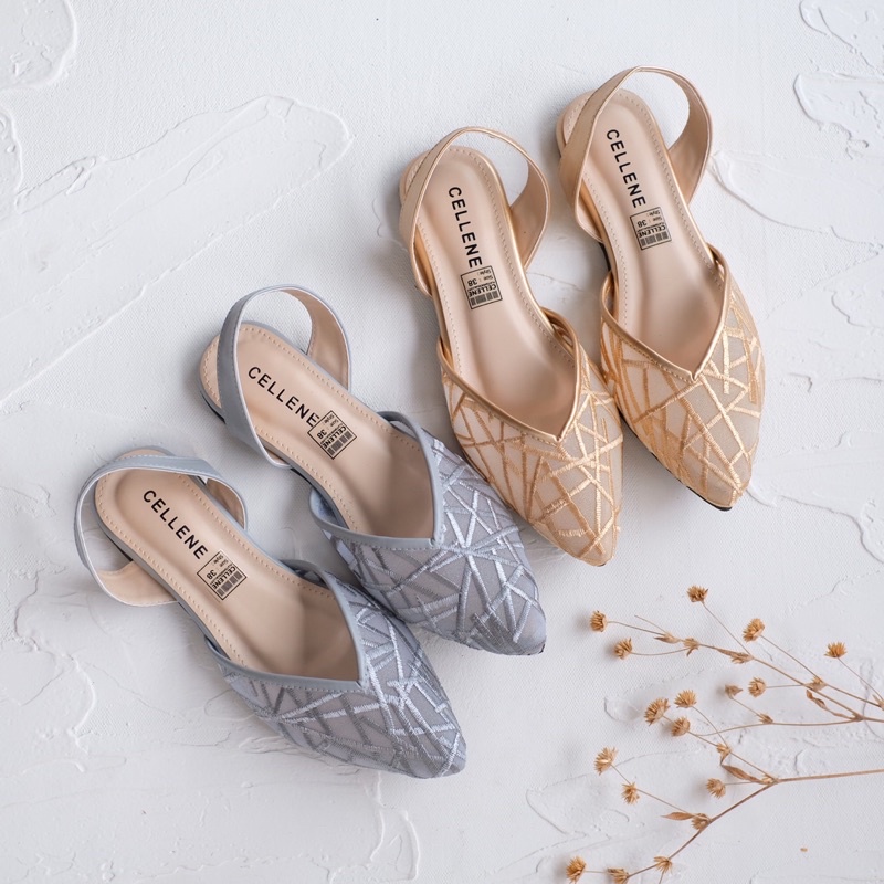 CELLENE Aluna Lace Flat Shoes / teplek selop brukat flat