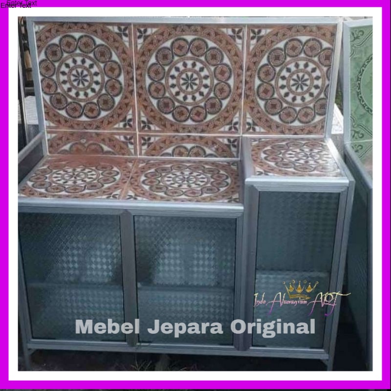 Lemari Rak Dapur Pintu 3 - Meja Kompor - Meja Mejikom Bahan Alumunium
