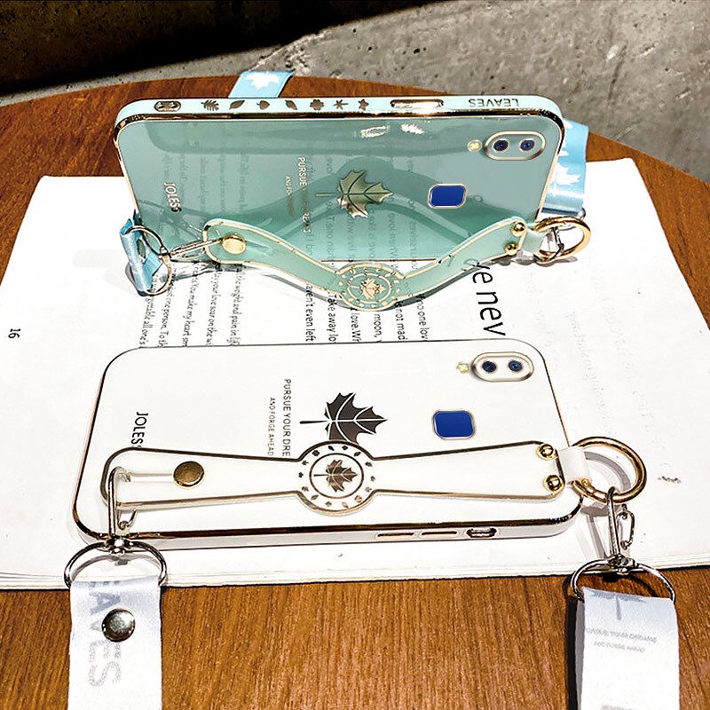 Case Motif Daun Maple Dengan lanyard Untuk Vivo Y95 Y91 Y93