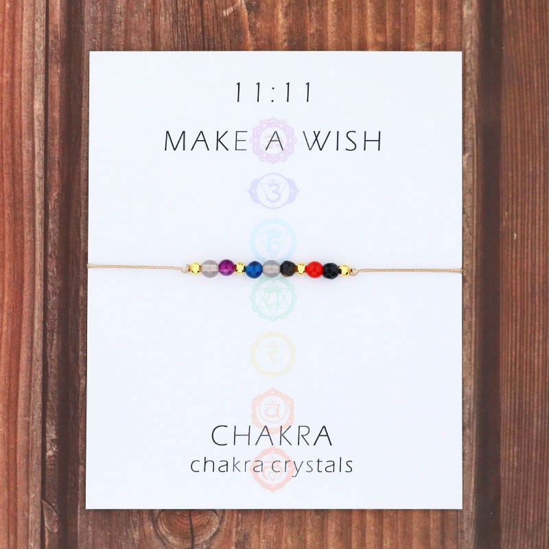 Gelang Chakra Wish String Bracelet 7 Chakra Healing Yoga Reiki Prayer Stones Bracelet