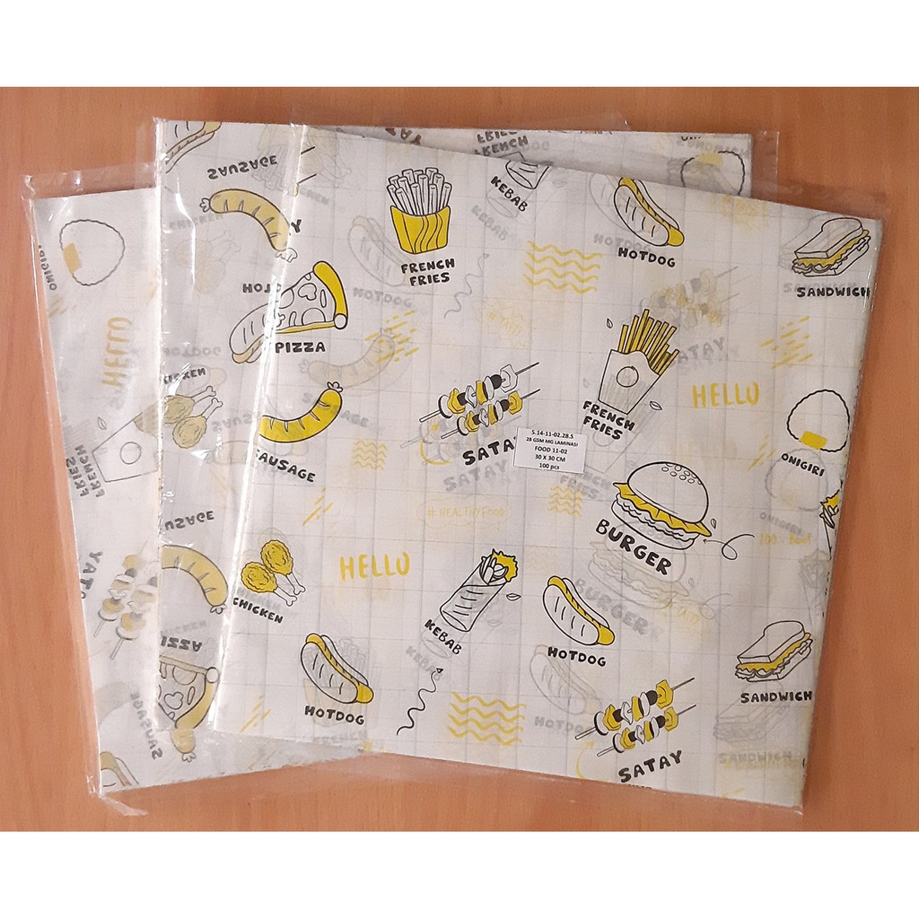 

KERTAS BUNGKUS NASI LAMINASI UKURAN 20X20 CM