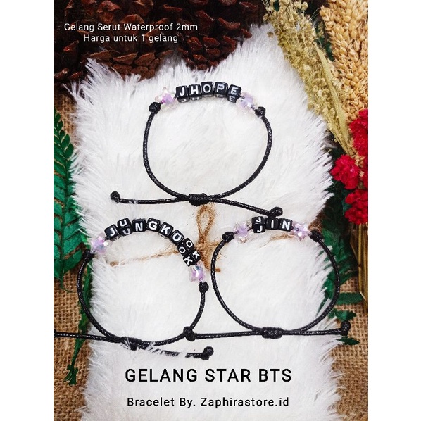 GELANG STAR BTS ^ GELANG TALI CUSTOM BTS Model SERUT Tali Korea 2mm