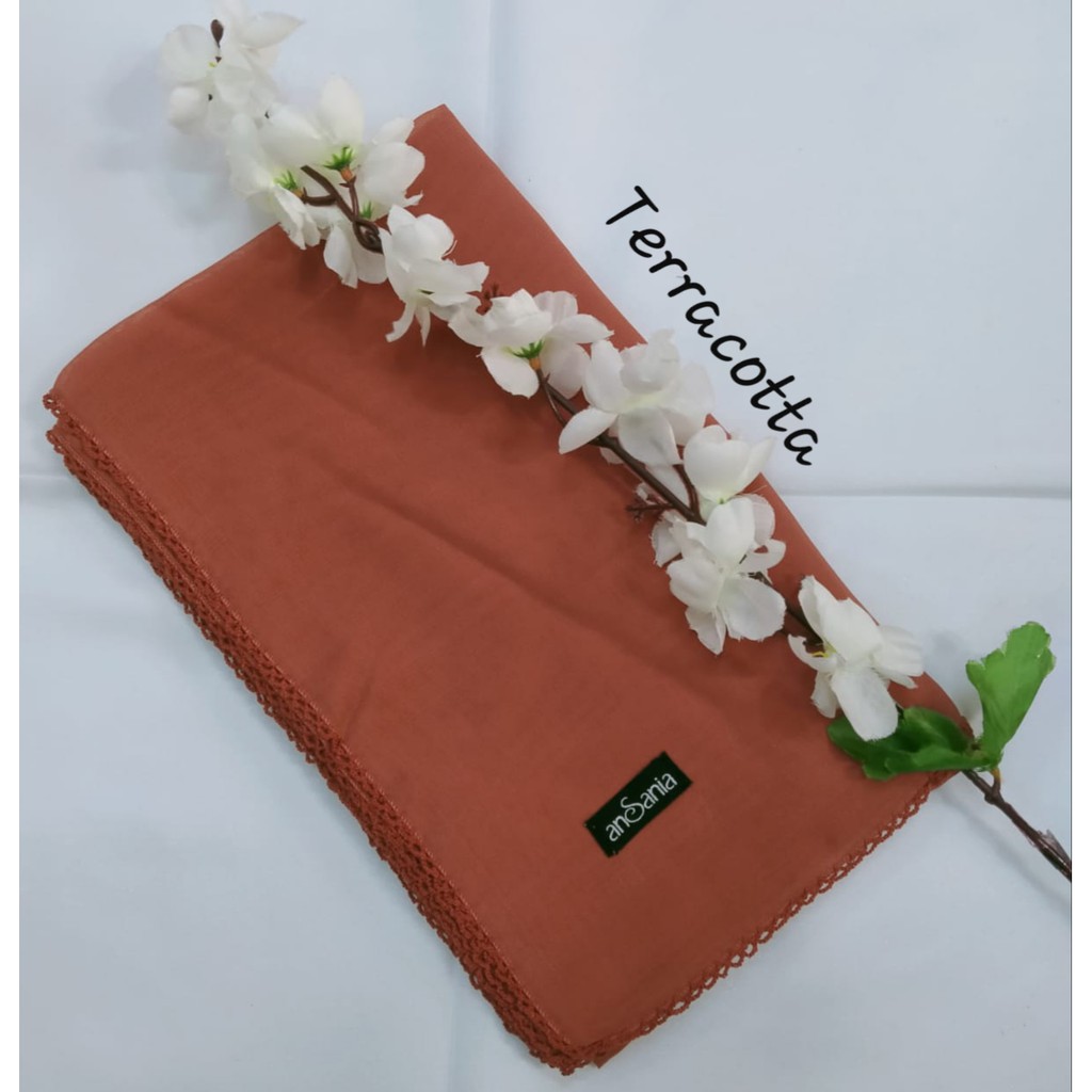 Kerudung Segiempat Bella Crochet Ansania PollyCotton Jilbab Bella Butik Hijab Segi Empat Rumah Hija'b-TERRACOTTA