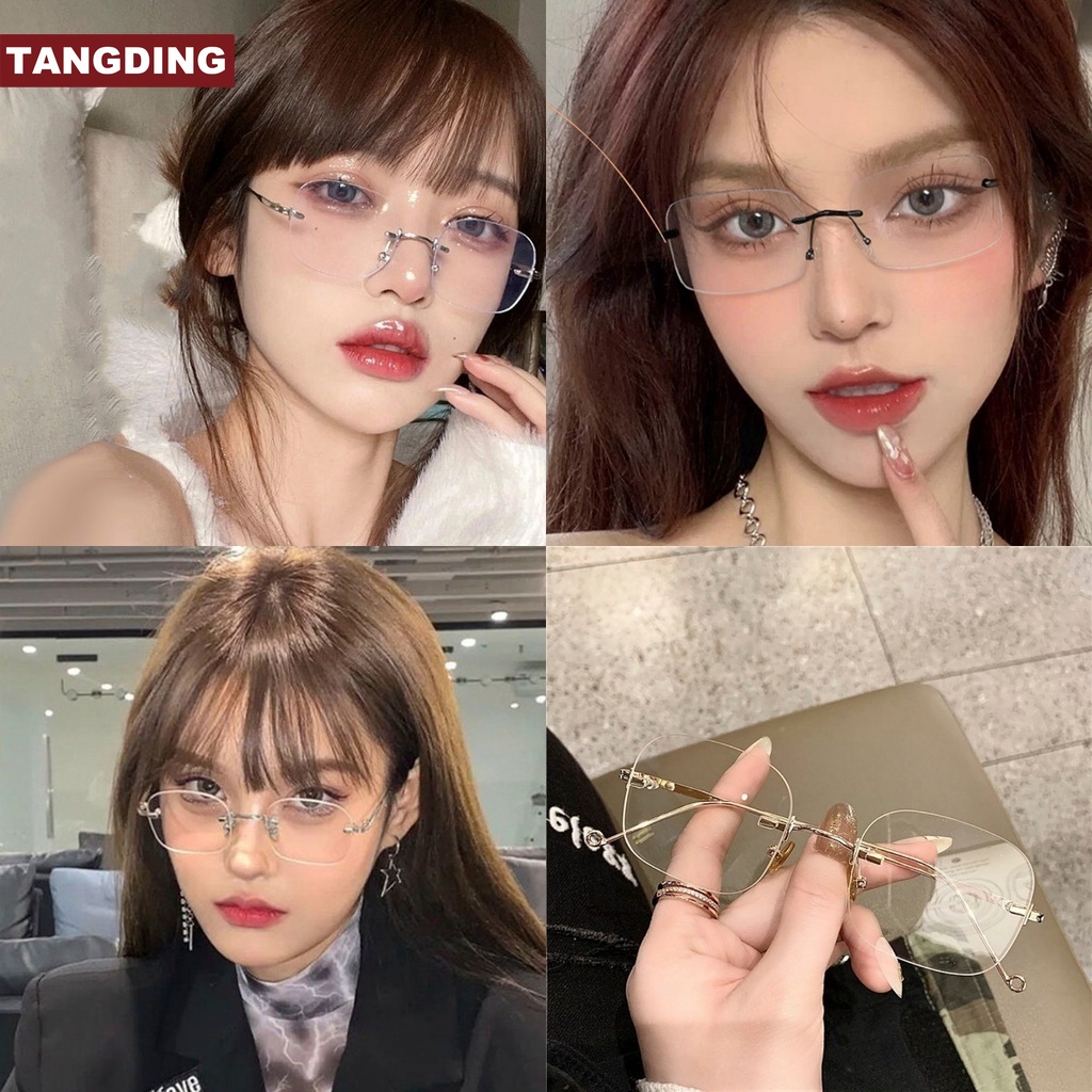 【COD Tangding】Rimless Glasses Frame Korea Fashion Girl Cool Frames Eyewear Glasses