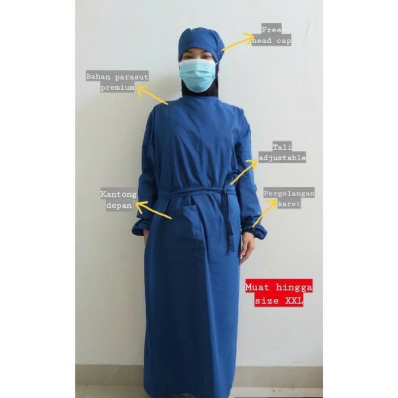 (BISA GRABEXPRESS) Baju Operasi | Gaun Operasi Parasut | Baju OK | Surgical Gown | APD Baju Jaga