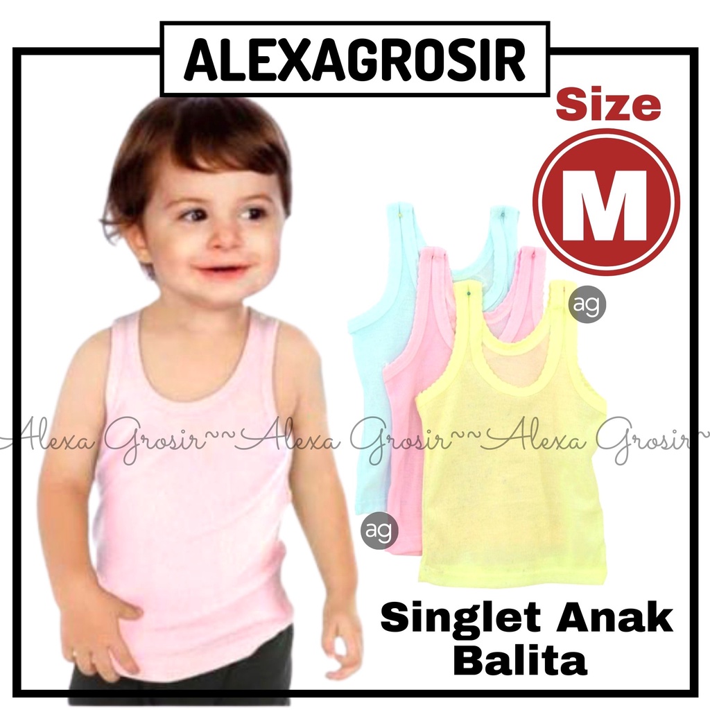 Singlet Anak Balita Size S M L XL 3L 4L/ Kaos Dalam Anak Balita Murah / kaos dalam anak warna kiki.