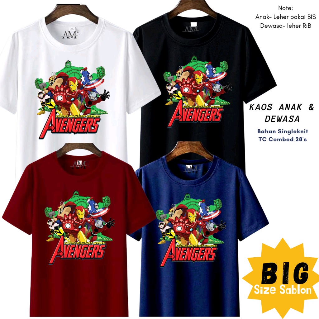 BIG! BAJU ANAK COWOK 3-12 Tahun - Remaja - Dewasa - JUMBO AVENGERS (Gambar Besar)