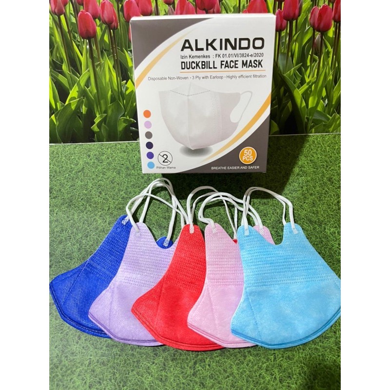 EMBOS 4PLY  ALKINDO DUCKBIL WARNA TALI SENADA  1box isi 50pcs GARIS BOX PUTIH