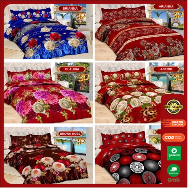 Sprei Seprei Bonita Disperse 3D All Varian KING B4 Ukuran 180X200 4 Bantal 2 Guling Motif Terbaru