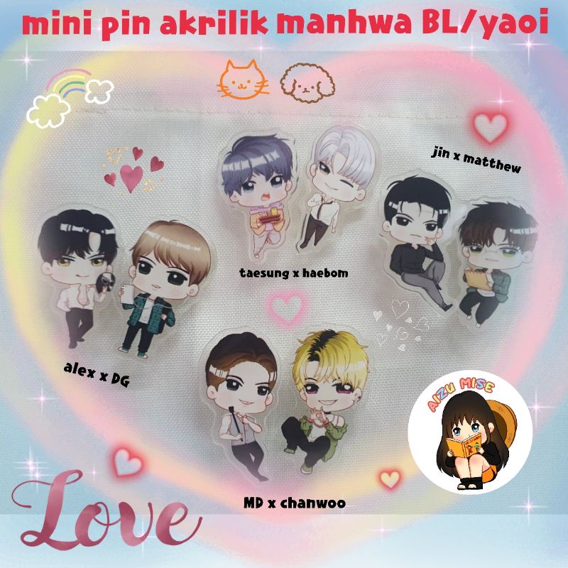 mini pin/brooch/bros manhwa bj alex, under the greenlight, cherry blossom after winter (yaoi/BL)