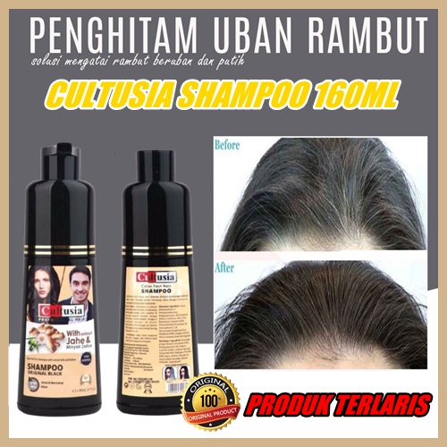 TERAMPUH black hair shampoo cultusia 160ml penghitam uban rambut permanen BPOM
