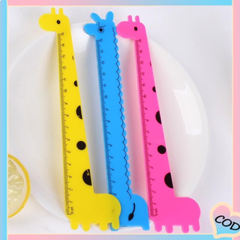 

COD❤️ 15 cm Skala Anak Mahasiswa Lucu Kartun Hewan Jerapah Plastik Lurus Penggaris-A.one