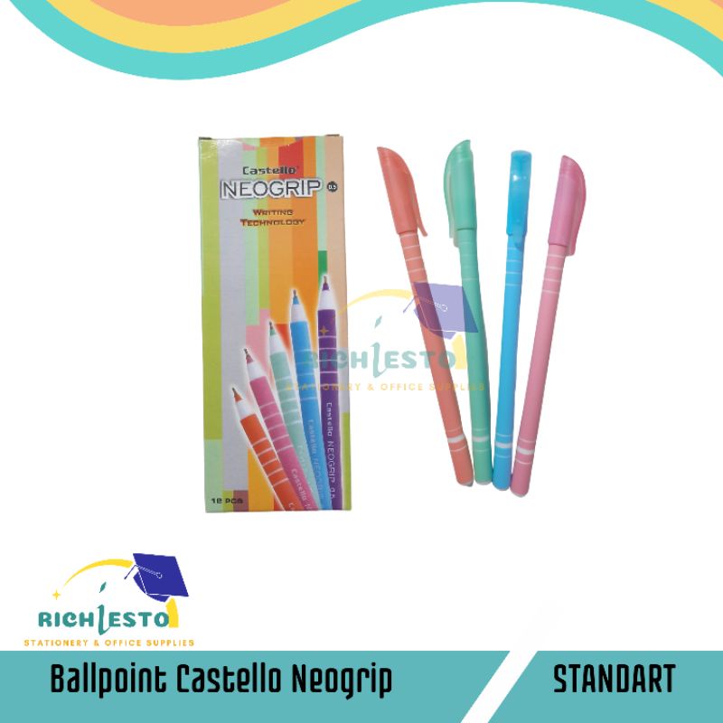 

(PCS)Pulpen Standard Castello Neogrip 0.5mm/Ballpoint/Pena/Bolpen