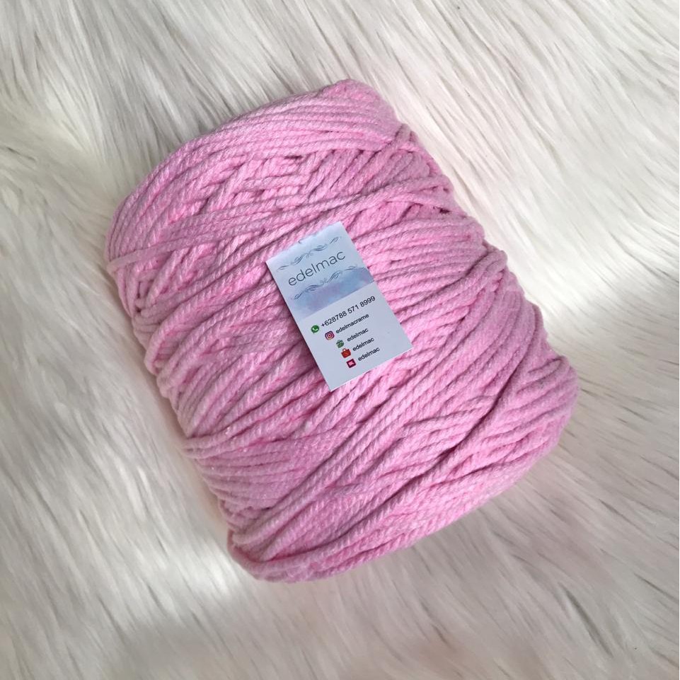 Tali katun macrame pink twist 4mm premium