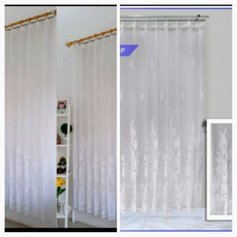 Vitrase Gorden Vitrase Motif Bunga Tulip Lapisan Gorden Jendela Minimalis Pendek Dalaman Gorden Pint