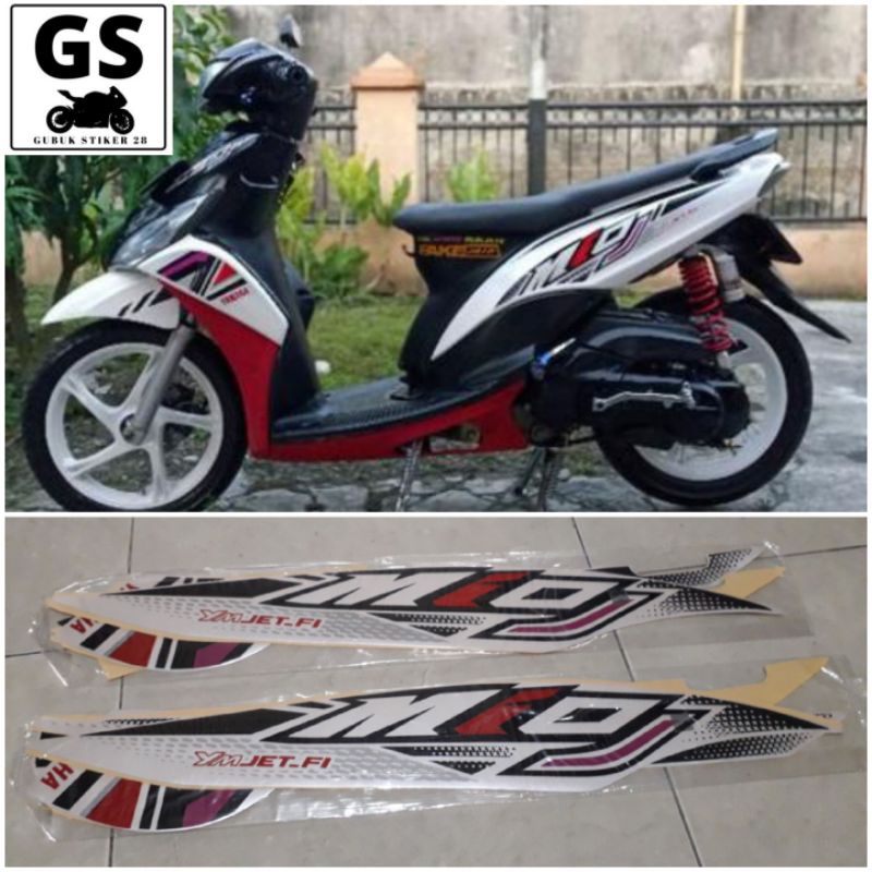 STRIPING STIKER LIS BODY MOTOR YAMAHA MIO J PUTIH 2012