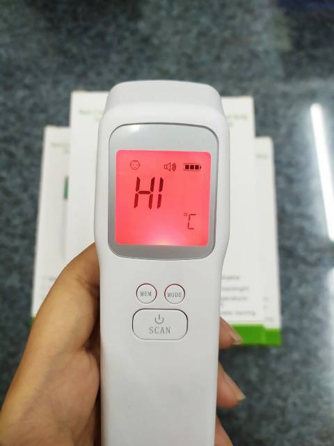 Themometer infrared thermogun non kontak 3 warna layar indikator model elegan slim pas di saku