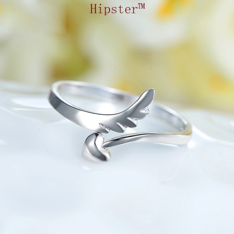 Japanese and Korean New Hot Selling Creative Angel Wings Adjustable Ring