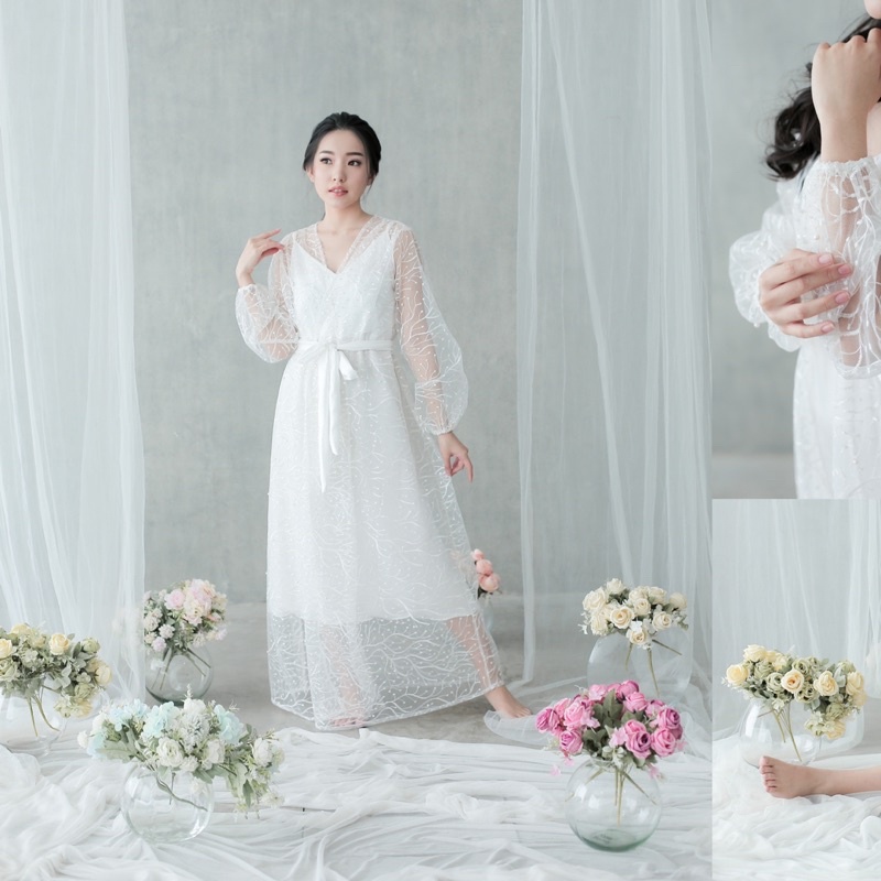 𝙏𝙪𝙩𝙪𝙡𝙡𝙚 Charmine Robe Wedding Robe Pengantin Robe Bridal Kimono Bride